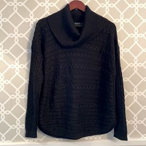 Ralph Lauren Black cable knit cowl neck Sweater L